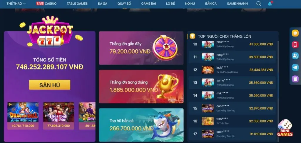 Slot jackpot lũy tiến với giải thưởng khổng lồ